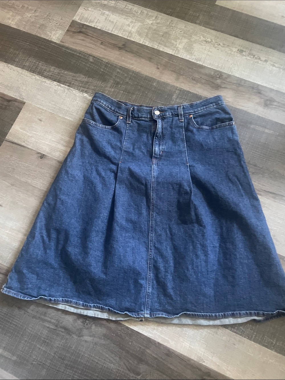 Levi's Dark Blue Denim A-Line Midi Skirt